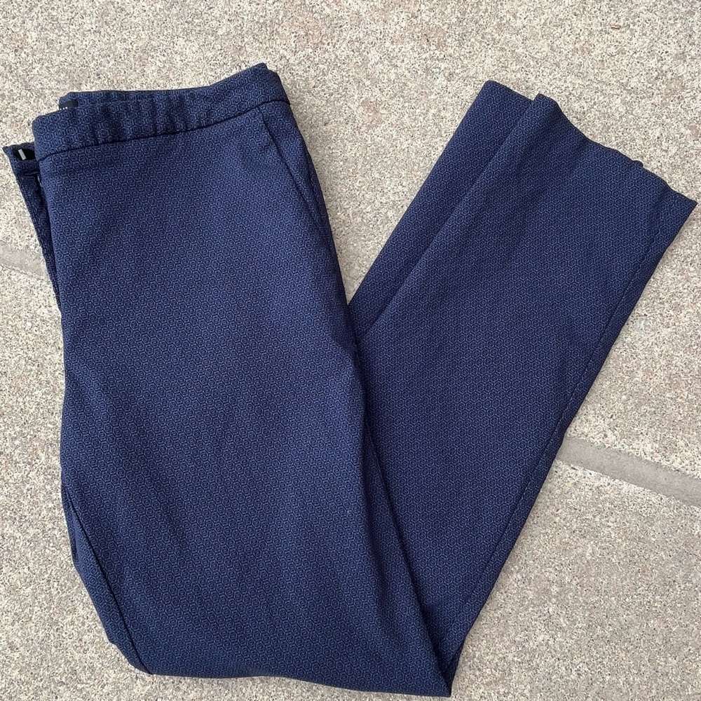Mario Serrani Italy Pant Women 31x28.5 Blue Slim Tapered Fit FlatFront Geometric - Picture 8 of 10